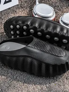 Unisex Lightweight Eva Sandals, Breathable Ripped Design, Wide-Toe Slip-On, Indoor Outdoor Use, Fashionable Anti-Slip Footwear