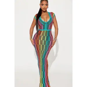 Sia Knit Maxi Dress - Multi Color