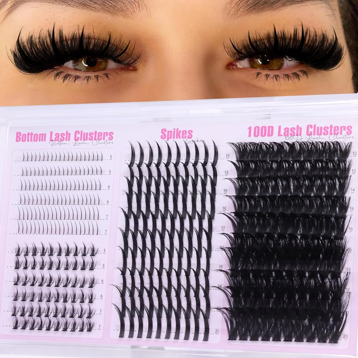 360pcs Fluffy False Eyelashes, Lengthening Volumizing Lashes, Fluffy Volume Eyelashes, Mixed Length 10-18mm, D Curl, Dense Water Mink, DIY Lash Extensions, Invisible Band, 1 Unit, Fluffy Beauty Eyelash Clusters