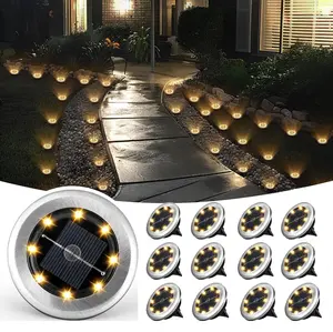 Mini Solar Ground Lights, 4-12 Pack Solar Powered Pathway Lights, Warterproof Outdoor Light for Garden, Driveway, Walkway, Backyard, Patio (Cool White)