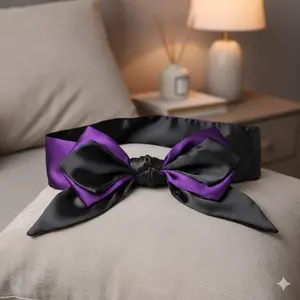 Reversible Satin Sleep Mask with Adjustable Tie Soft Light Blocking Eye Cover for Travel Rest Relaxation Comfortable Blindfold Blackout Sleep Mask