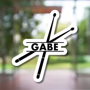 Personalized Drumsticks Sticker - Add Name Water Bottles Laptops Notebooks Fun Decorative Accessory