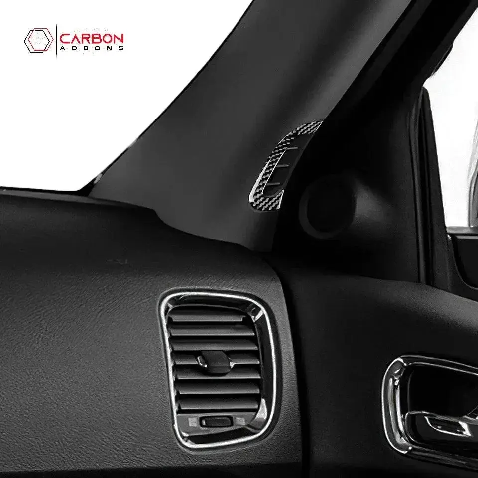 [2pcs] Real Carbon Fiber A-Pillar AC Vent Trim Overlay for 2011+ Dodge Durango