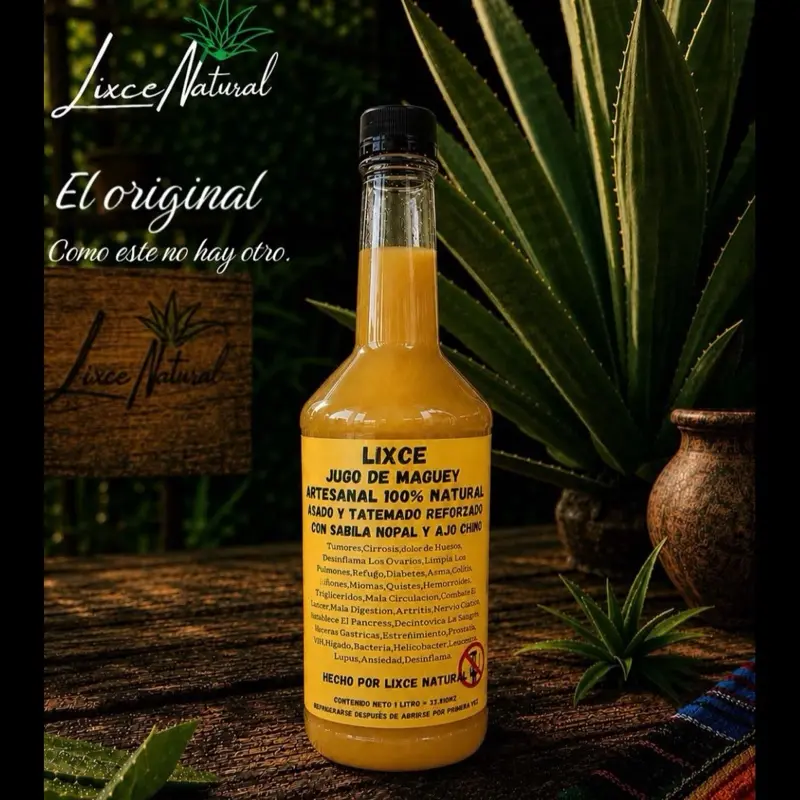 Lixce Jugó de Maguey Artesanal, 100% Natural Reinforced with Sábila Nopal and Ajo Chino Strong Flavor Beverage Syrup