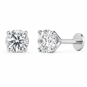 TIVIA G23 Titanium Minimalist Nap Earrings, 18G Flat Back Push-Pin Sleep Studs, Moissanite Earrings for Sensitive Ears, Waterproof & Sweatproof Artificial Gemstone Jewelry, Minimalist Earrings