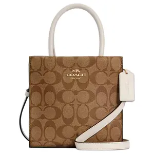 COACH Cally 17 Classic Two-Tone Tote Bag for Women – White and Brown Monogram