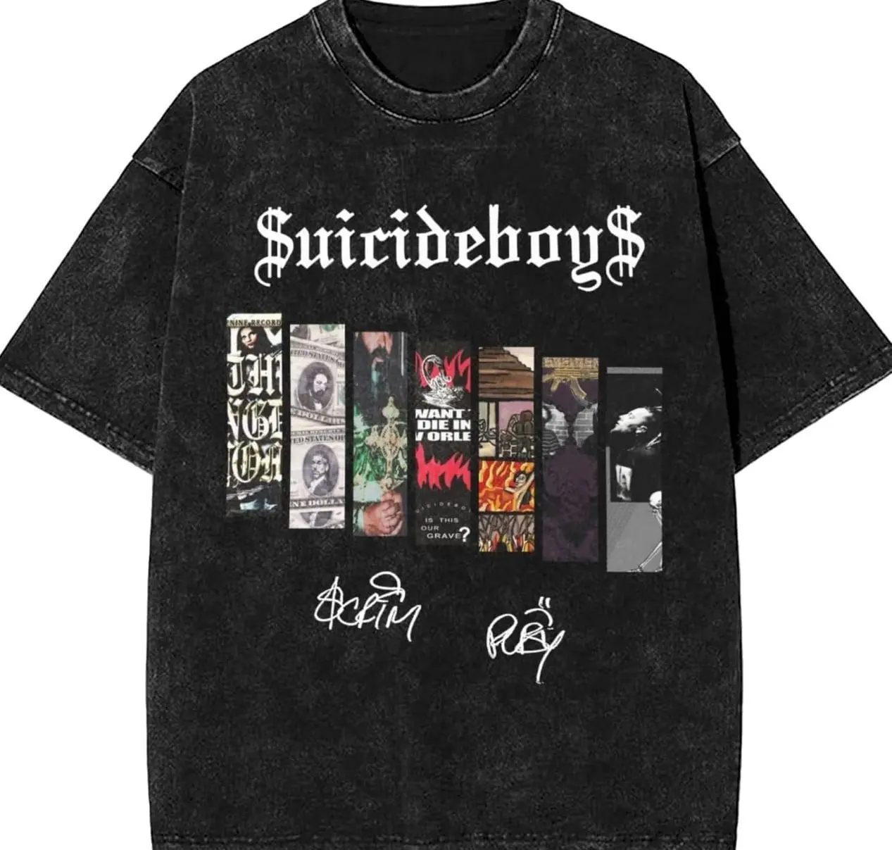 Wash Tee #Suicideboyss-26 Music Mens Vintage Oversized Short Sleeve Crewneck T-Shirt Tops Novelty Tee Shirts HEJ