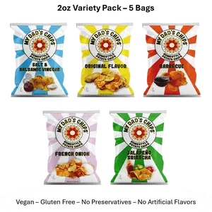 My Dad's Chips Variety Pack - 5 bags - 2oz - Thin Kettle Russet Potato Chips - Robust Real Potato Flavor Snack