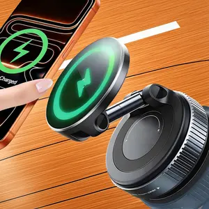 2026 Upgraded MagSafe Magnetic Charger - 15W Fast Wireless Charging Suction Cup Holder for Dashboard & Windshield, Compatible with iPhone 12-17 & All Qi-Enabled Devices, with Rose Stickers, Magnetic Phone Charger