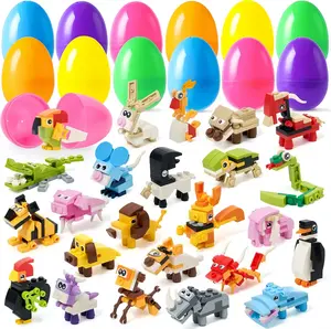 12 Pack Prefilled Easter Eggs with Animal Building Block Toys – Easter Egg Fillers