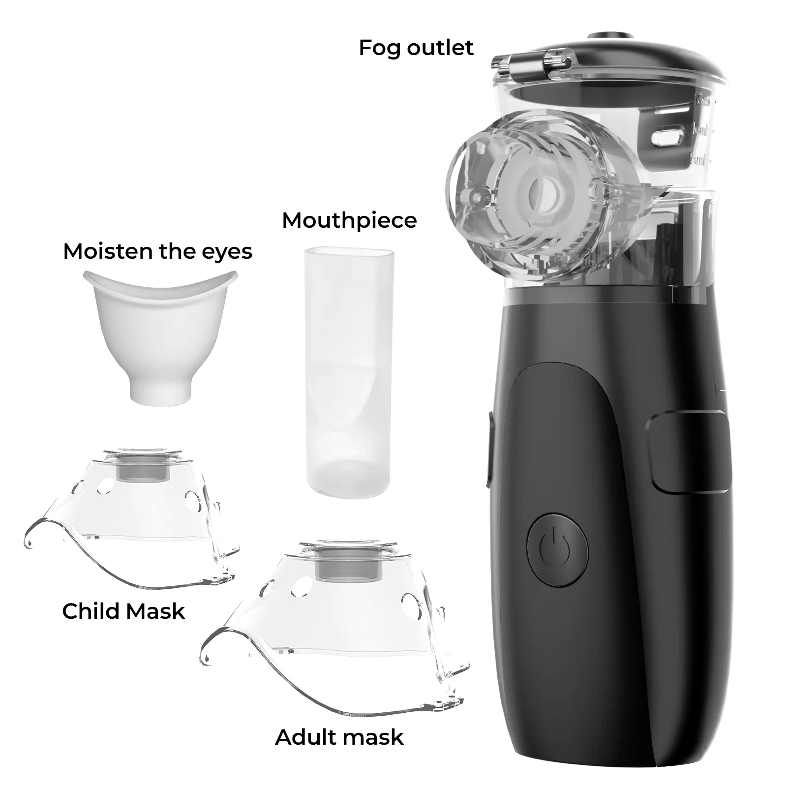 Portable Mesh Nebulizer with Auto-Cleaning and Intuitive LED Interface,Handheld Nebulizer for Adults Kids,Rechargeable Handheld Humidifier for Respiratory Care at Home/Travel(Black)