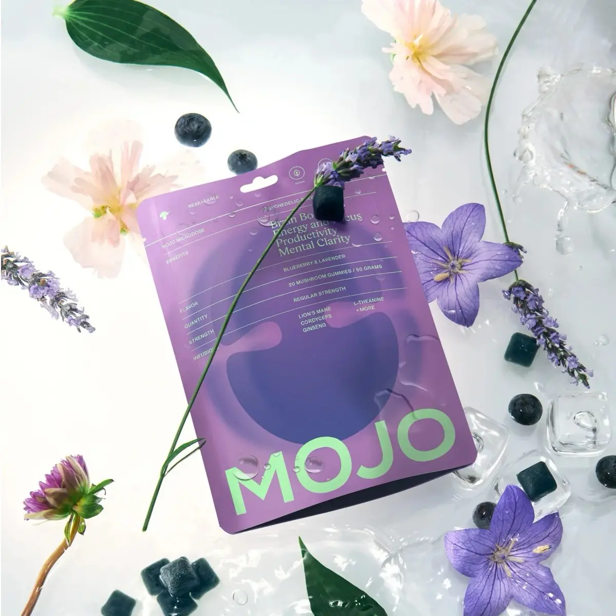 MOJO Brain Boost Gummies - Blueberry Lavender (4 Pack: 80 gummies)
