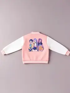 Girls Halloween Christmas Short Baseball Jacket Coat, Casual Sports School Uniform, Elastic Fabric, Youth Fashion Outerwear, Casual Comfy Jacket