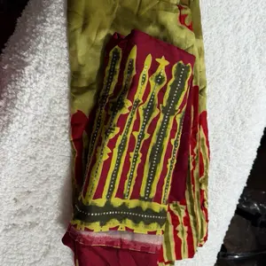 Samira Somali Baati - Traditional Somali Fabric with Vibrant Red, Yellow, and Green Patterns