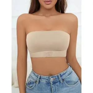 Summervibes Strapless Wireless Bralette, Front Button Seamless Off Shoulder Bra, No Padding Smooth Support Plus Size Underwear, Soft Comfortable Daily Layering Wear Bridal Casual Lingerie outdoorfun