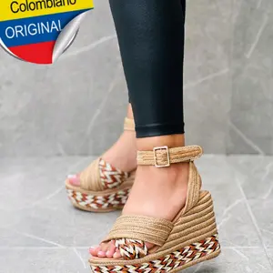 Colombiano Original Stefany Colombian Shoes Comfortable Pearl Tallas Women's Espadrille Wedge Sandals