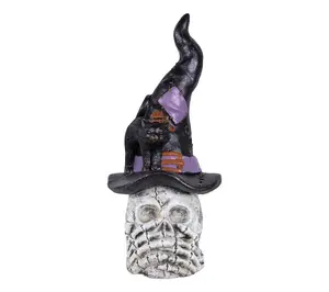 Northlight Skull in Witch Hat Halloween Decor 22.75"