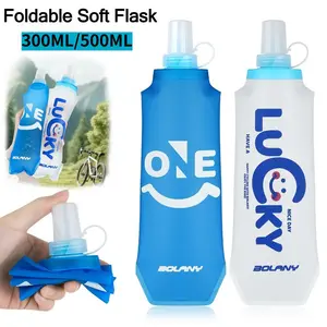 Foldable Soft Flask - Shrink As You Drink Soft Water Bottle for Hydration Pack - Folding Water Bottle Ideal for Running, Hiking, Cycling, Climbing & Rigorous Activity
