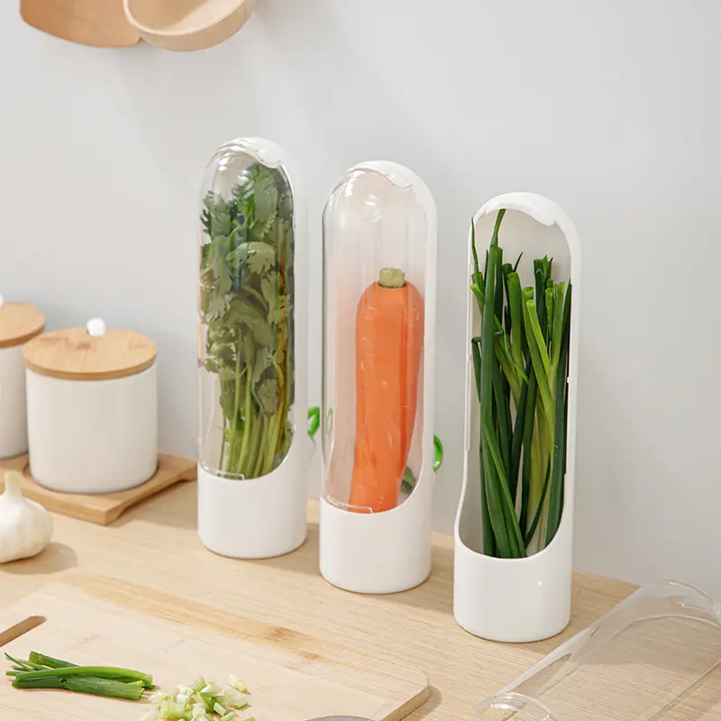 3-Pack Herb Saver Fresh Herb Keeper Container Vegetable Storage Organizer Produce Preserver For Refrigerator Parsley Cilantro Mint Basil Leafy Greens Kitchen Food Storage
