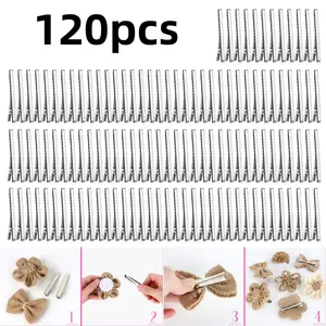 120 piece Alligator Hair Clips Metal Silver Hair Bow Clips Square metal electroplating clip Silver Alligator Hair Clips Beauty & Personal Care