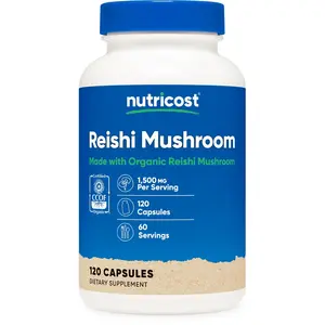 Nutricost Organic Reishi Mushroom Dietary Supplement Capsules - 1500mg, 60 Servings