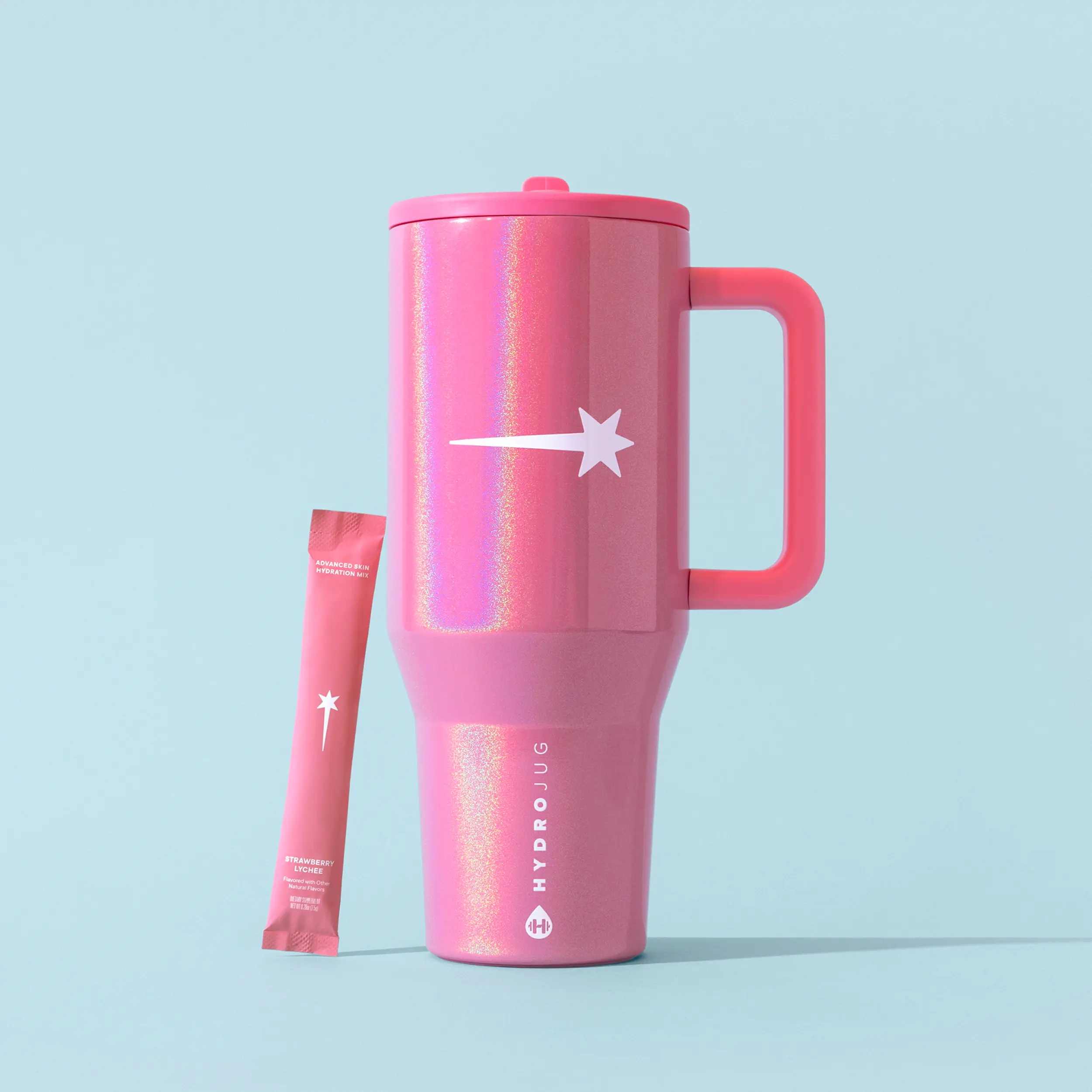 k2o x HydroJug Traveler in Strawberry Pink Shimmer 40oz