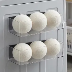 Rainmae 2 Pcs Magnetic Dryer Ball Holder Set Laundry Pods Dryer Sheets Storage Baskets for Laundry Room Organization Wall Mounted Magnetic Dryer Ball Container Basket for Storage and Ho