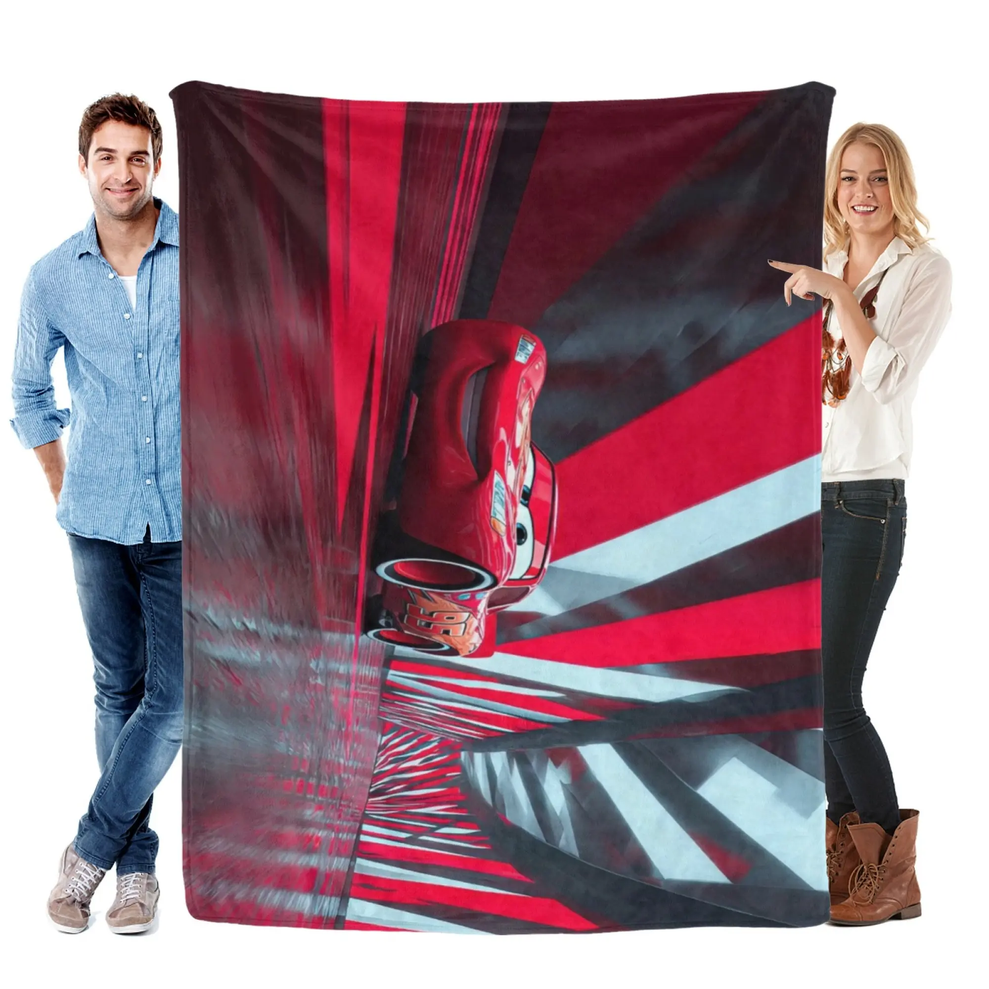 [SummerVibes] DISNEY CLASSIC Cars Lightning McQueen Flannel Throw Blanket – Soft, Cozy Vibrant 2D Print for Home, Bed, Couch & Travel