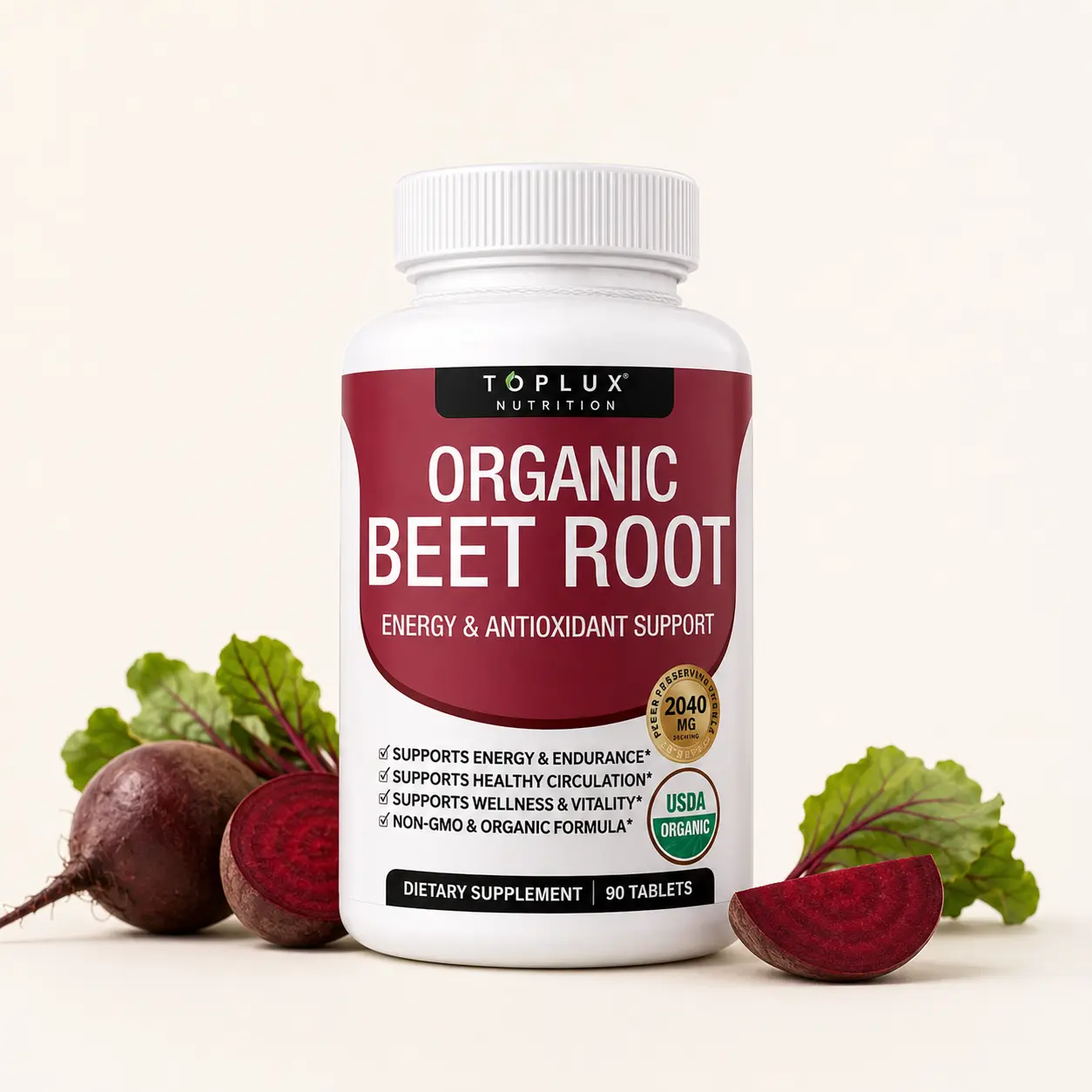 High Potency Beet Root Capsules, Pre-Workout Supplement for Energy, Endurance & Healthy Circulation Support