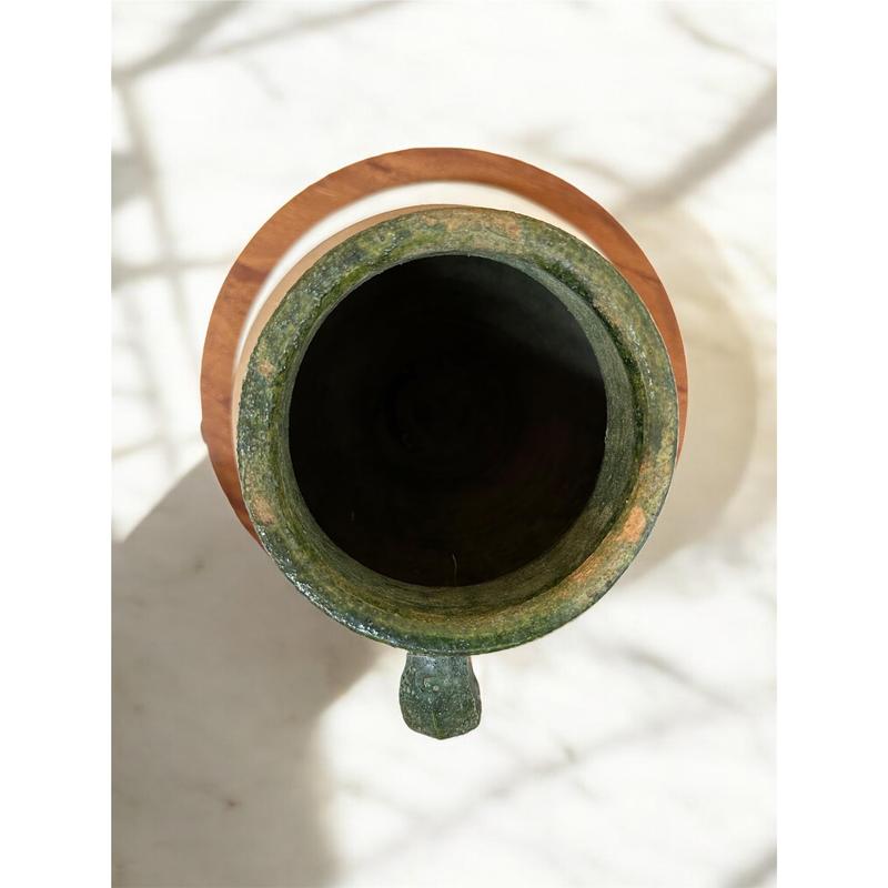 #2 Vintage Turkish Clay Jug with Green Glazed Rim