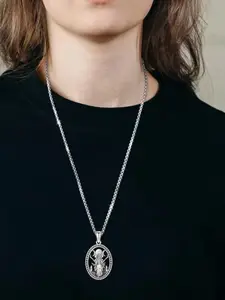 March Goddess Hecate Necklace, Silver Color Oval Pendant, Boho Style Witch Jewelry, Unisex Mystic Gift, All-Season Accessory