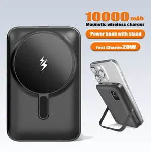 Magnetic mobile Power Bank, Digital Power Display 10000mAh high capacity Foldable magnetic Wireless Portable magsafe Charger with Cable LED Display,  Stand Mag-Safe Battery Pack Fast Charging for iPhone 16/15/14/13/12Pro Max/Plus charging station