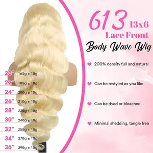 613 13x6 Lace Front Wig Human Hair 200 Density 32 Inch Blonde Wig Human Hair 613 HD Lace Frontal Wigs Human Hair 13x6 Body Wave Blonde Lace Front Wigs Human Hair Pre Plucked with Baby Hair for Women