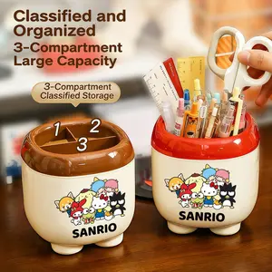 Desk Organizer with 3 Compartments, Compact Portable Pen Holder, Supply Caddy for Office School Home, Aesthetic Stationery Storage Box