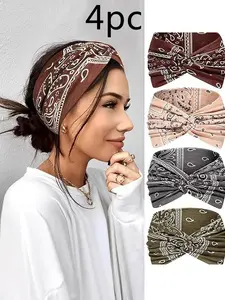 Women's Hairband Set, Wide Narrow Elastic Boho Bow Headbands, Vintage Style, Suitable for Sports Yoga Makeup Spa Fashion Accessories