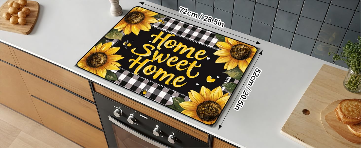 JOYFINITY Multi-Design Stove Top Cover for Glass/Electric Stoves - 3-in-1 Heat-Resistant Protector Mat, Non-Slip Drying Rack