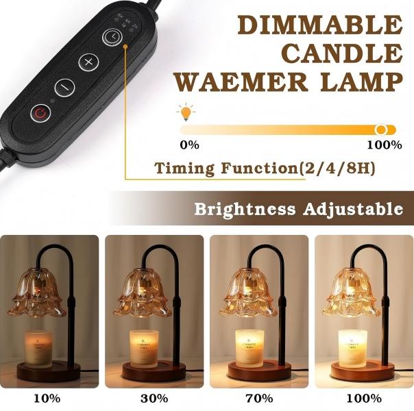 Adjustable Height Candle Warmer Lamp | Dimmable Timer Wax Melter for Home Bedroom Living Room Decor, Flameless Gift for Mom Women