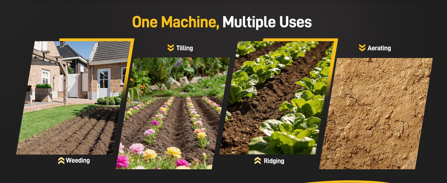 GEVEELIFE 20V Cordless Tiller Cultivator, 2×4.0Ah Battery Powered Rototiller, 12" Tilling Width, 8" Depth, 360RPM Garden Tiller, Electric Tiller for Gardening, Lawn & Soil Cultivation