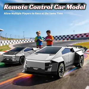 Remote control car, 2.4 GHz remote control pickup truck, racing toy, rechargeable battery, lights included, electric model car, children’s gift, suitable for boys/girls ages 3–12 (cool silver white)