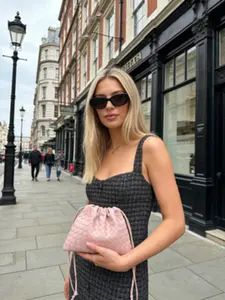 Drawstring Woven Shoulder Crossbody Bag, Solid Color Casual Versatile Trash Bag, Commute Handheld Pleated Cloud Bag, Vintage Soft Small Crossbody Bag, Fashion Crossbody Purse