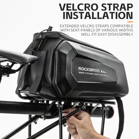 ROCKBROS Universal Hard Shell PU+Polyester Cycling Carrier Rack Bag - 33.5x20x22cm Large Functional Pannier with Extended Velcro Straps, Seat Panel Compatibility, Fits Bicycles, Ebikes, Ebike Accessories
