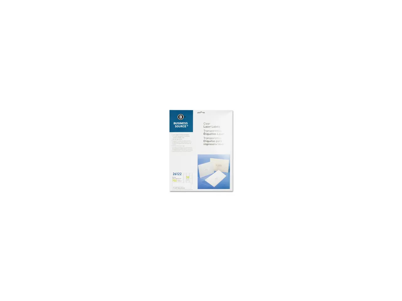 Business Source 26122 Clear Mailing Label 1" Width x 2.75" Length - 750 / Pack - Laser - Clear