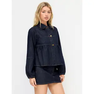Cider Denim Peter Pan Collar Button Oversized Jacket