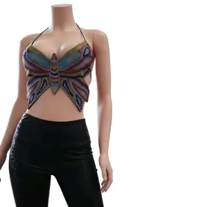 Butterfly Rhinestone Halter Top Elegant