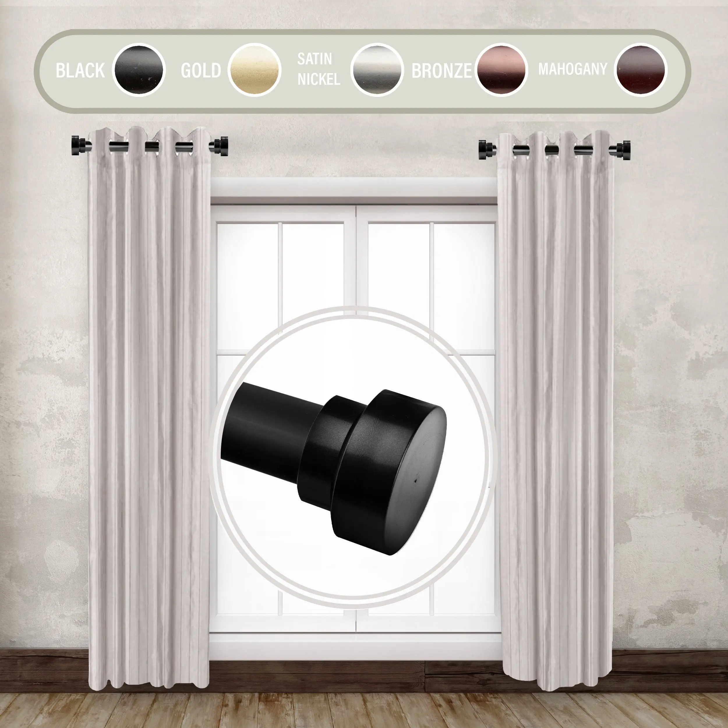 1" Side Curtain Rod (Set of 2)