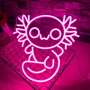 Axolotl Neon Sign, Decorative Neon Light, Pink Cute Axolotl Neon Light Light up Sign, USB Power Led Sign for Room, Bedroom, Club, Game Room, Birthday Christmas Gifts, Neon Accent Lights