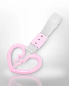 Car Handle / Tsurikawa - Pink Broken Heart, White Strap