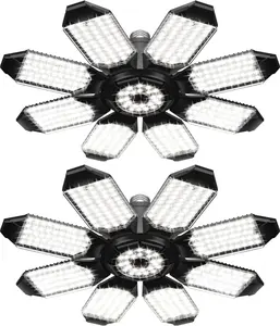 LED Garage Light 200W 20000LM Super Bright 6500K Garage Light Ceiling Light with 8 Adjustable Panels for Workshop Barn Ceiling, E26/E27, New Years gift