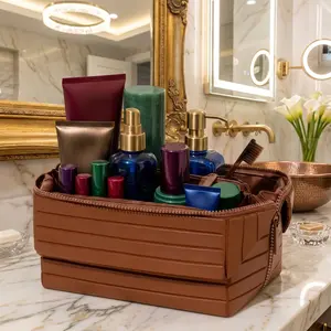 2026 New Fashion Foldable Waterproof Makeup Bag - Geometric Glam Design, Large Capacity Travel Organizer, Spill-Proof & Durable, Ideal for Cosmetics & Toiletries