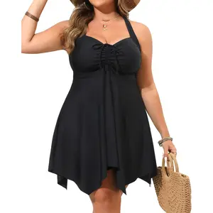 Daci Plus Size Two Piece Swimdress with Boyshorts for Women Flowy Swimsuits Tummy Control Tankini Bathing Suits